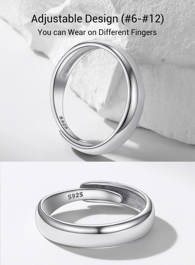 PROSILVER Sterling Plain Silver Rings Band For Women Wedding Bands Adjustable Ring - Image 3
